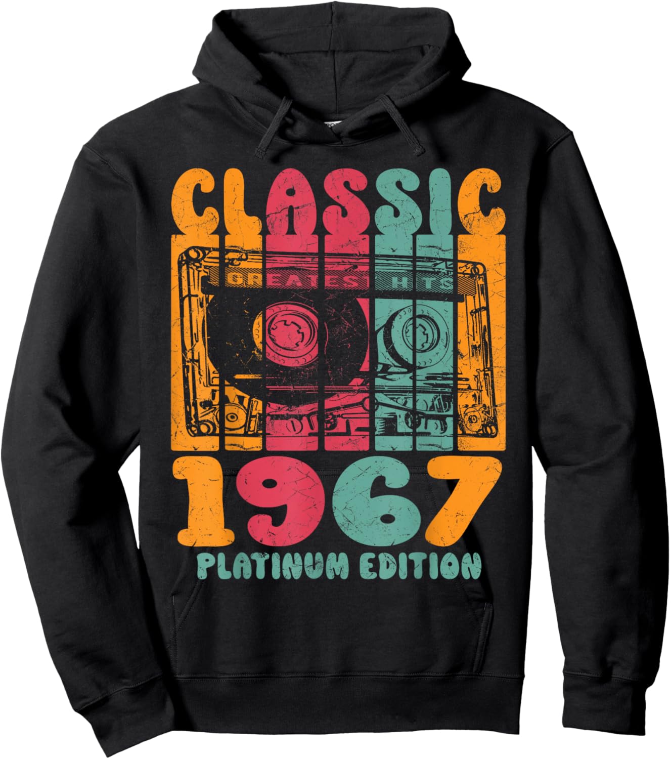 Born In 1967, Retro Mix Tape Platinum Edition 1967 Birthday Hoodie - Hoodie | Black
