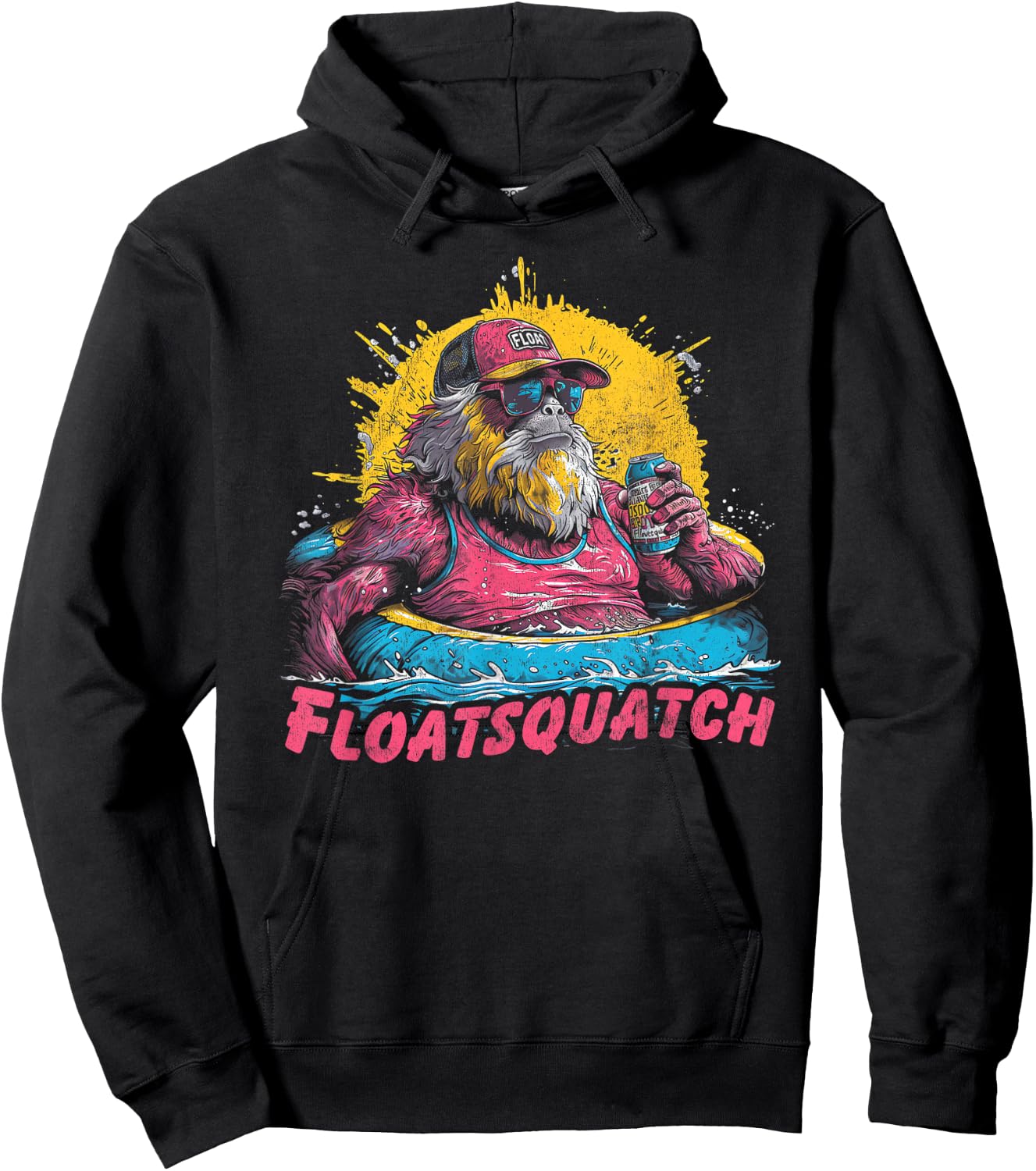 Funny Bigfoot or Sasquatch Summer Float Trip River Tubing Women Hoodie - Hoodie | Black