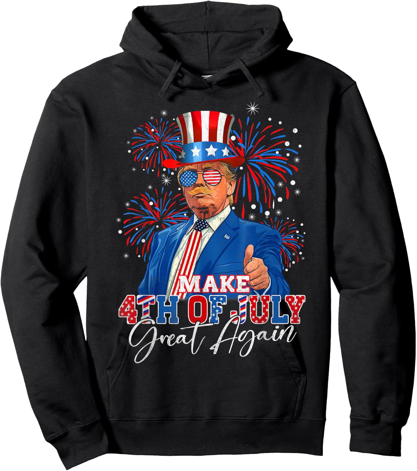 Make 4th of July Great Again Patriotic Firework Donald Trump Hoodie - Hoodie | Black