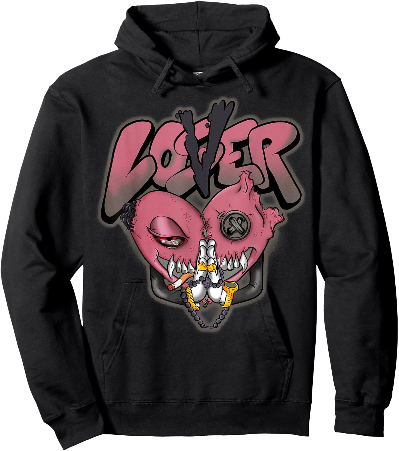 Graphic Loser Love Drip Pink Heart Matching Pink Apparel Hoodie - Hoodie | Black