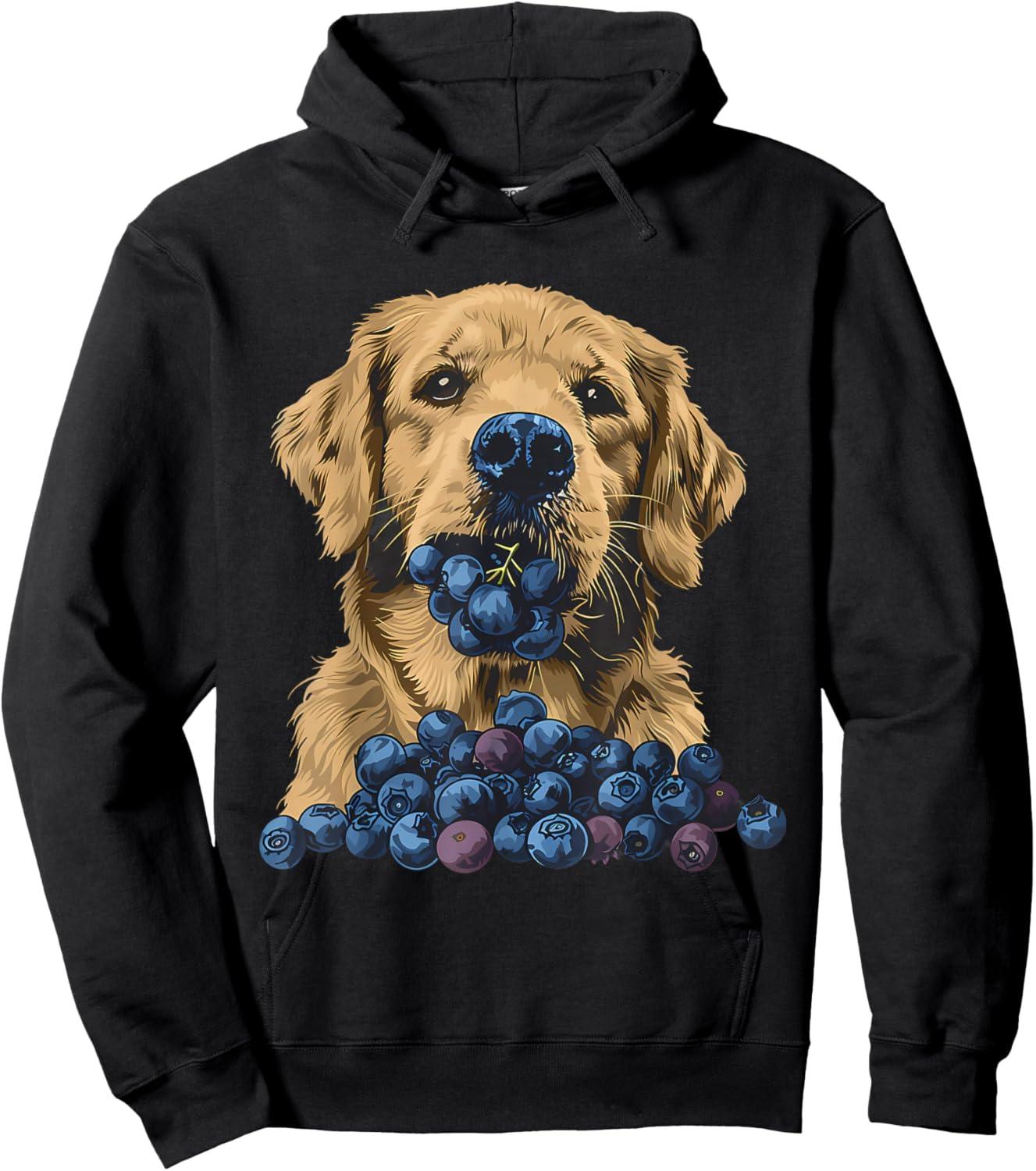 Blueberry Dog Artwork Blueberry Fruit Cute Dog Drawing Hoodie - Hoodie | Black