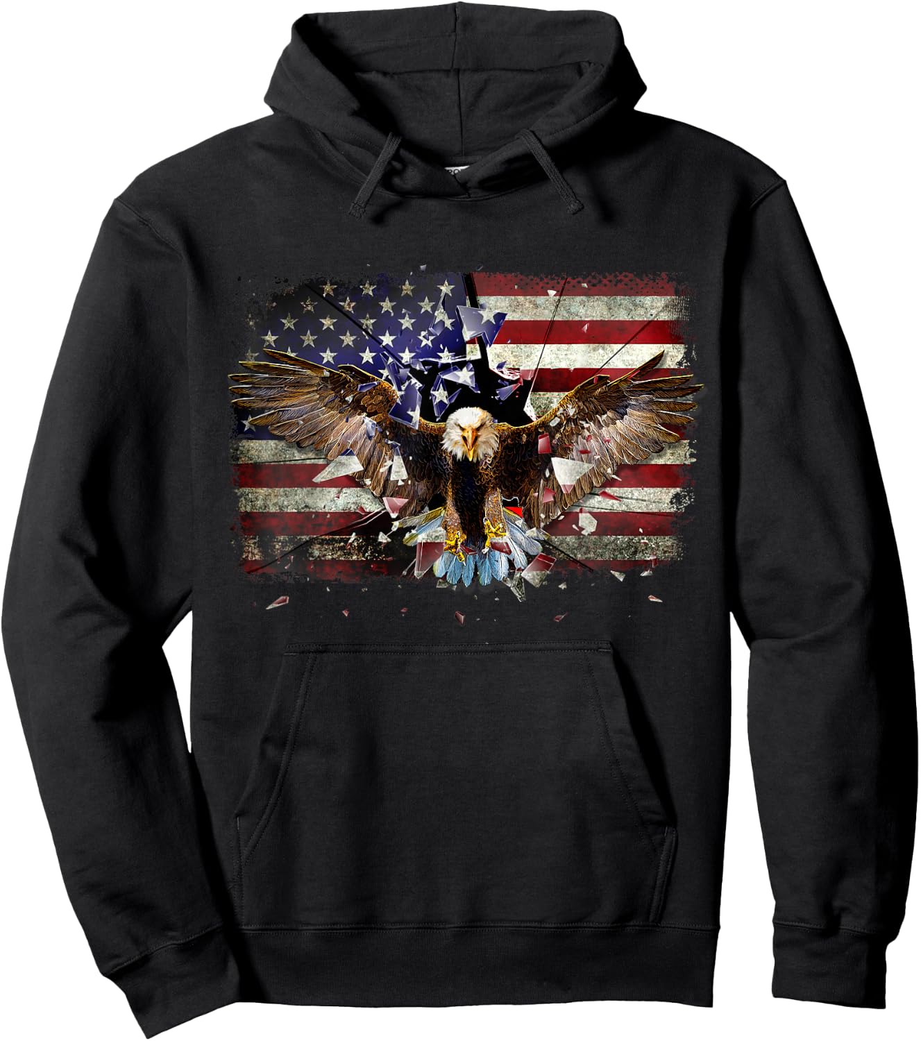 American Bald Eagle USA Flag Patriotic Eagle 4th of July Hoodie - Hoodie | Black