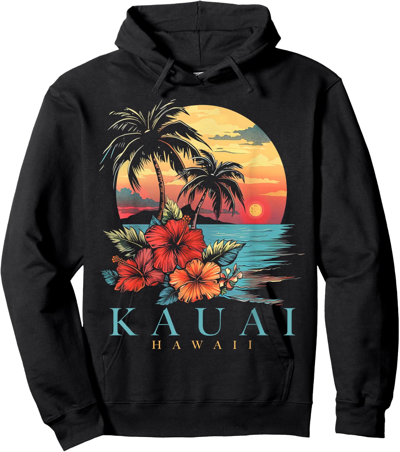 Kauai Hawaii Aloha Hawaiian Surf Surfer Vintage Hoodie - Hoodie | Black