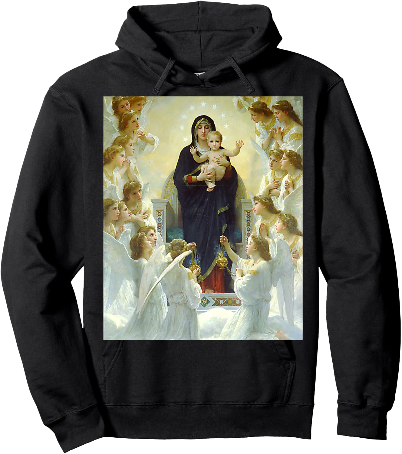 The Virgin with Angels Painting by William Bouguereau 1900 Hoodie - Hoodie | Black