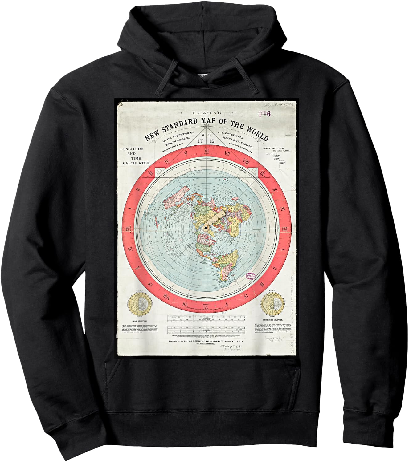Gleason's new standard map of the world globe Hoodie - Hoodie | Black