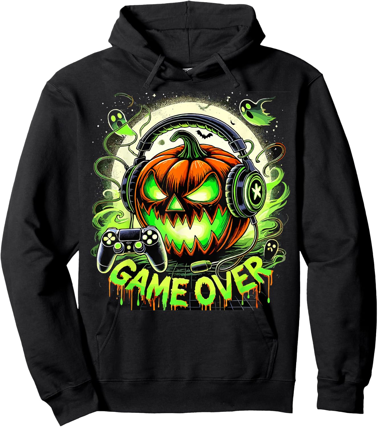 Halloween Jack O Lantern Game Over Gaming Gamer Hoodie - Hoodie | Black