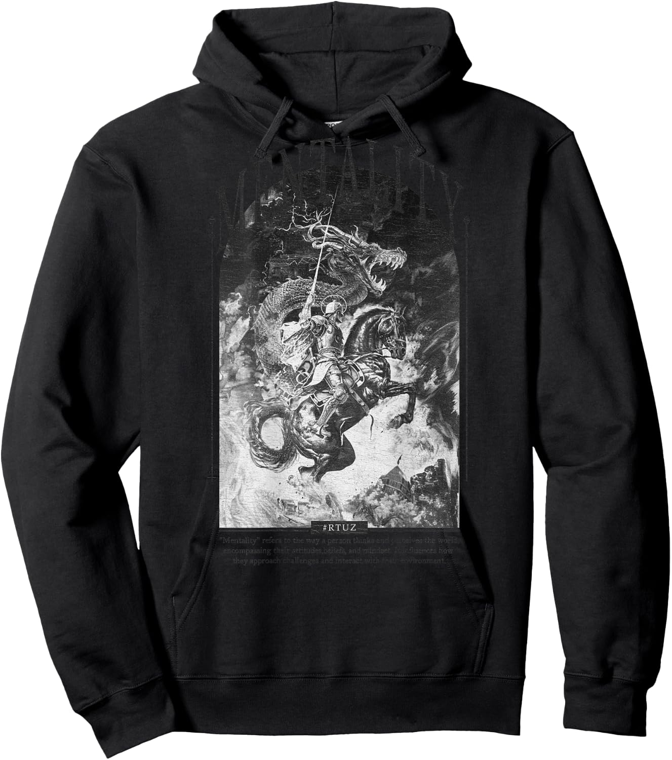 Hip Hop Vintage Hipster Edgy Urban Y2K Back Print Streetwear Hoodie - Hoodie | Black