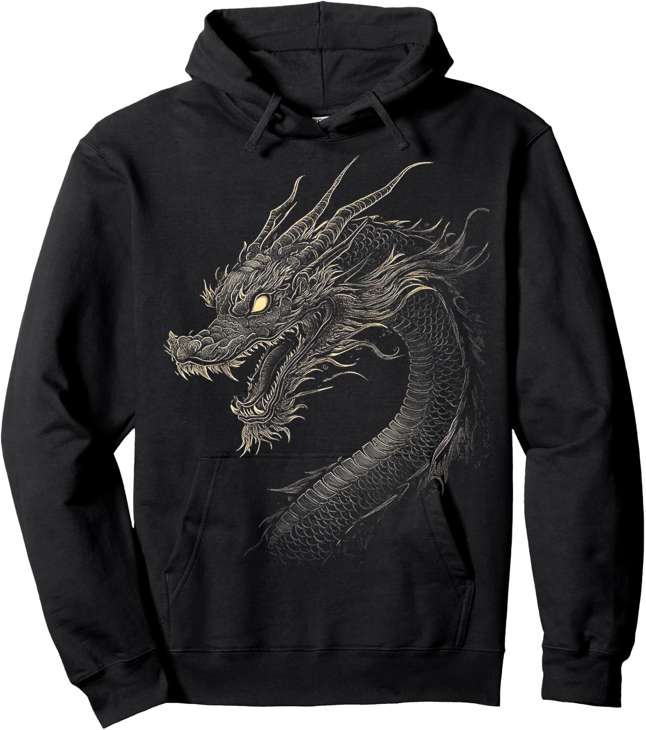 Black Dragon Motif Mythical Artwork Black Dragon Hoodie - Hoodie | Black