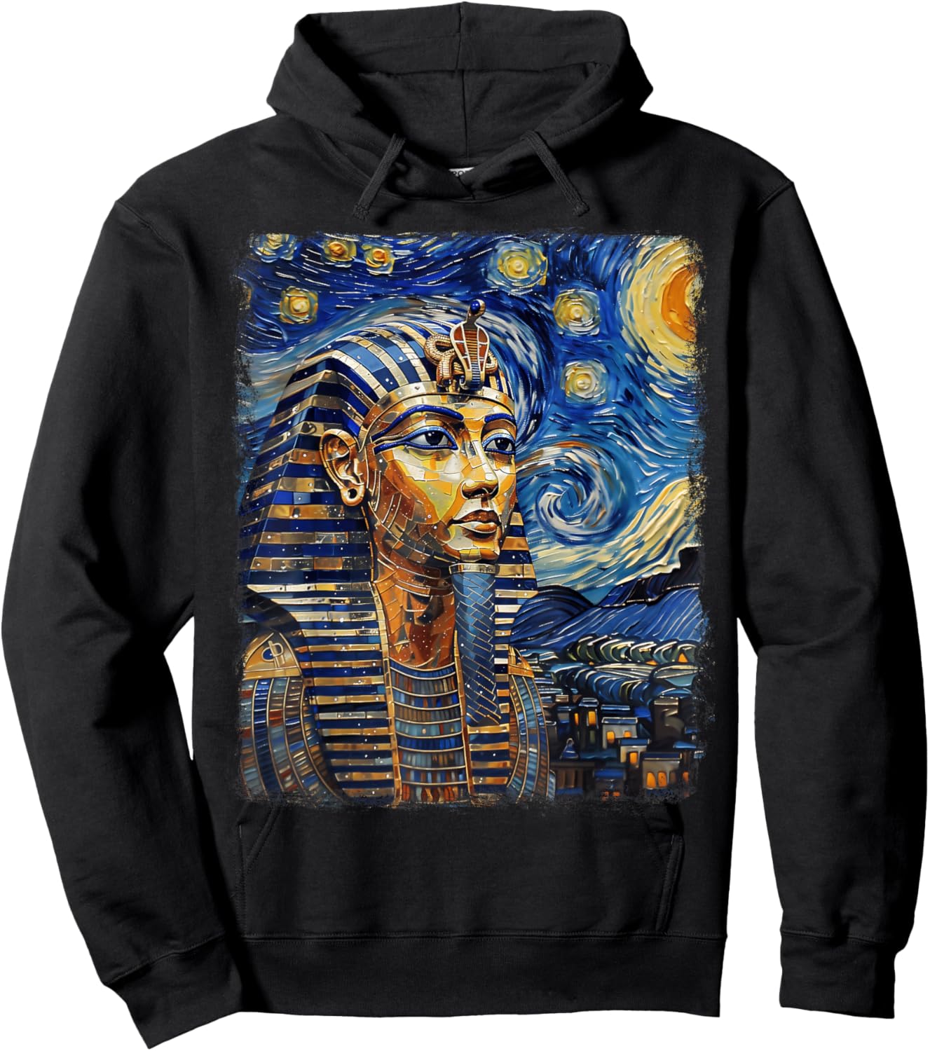 Pharaoh King Tut Egypt Starry Night Painting Hoodie - Hoodie | Black