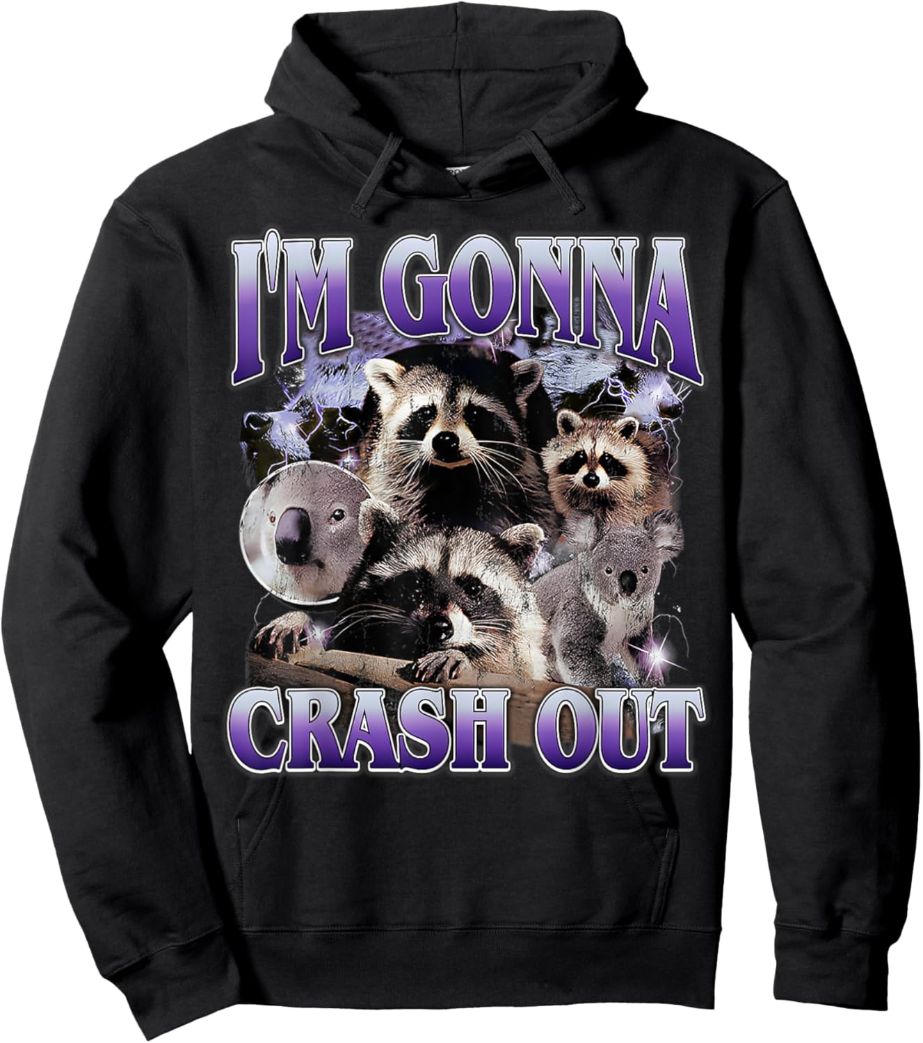 I'm Gonna Crash Out Funny Meme Racoon Humorous Sarcastic Hoodie - Hoodie | Black