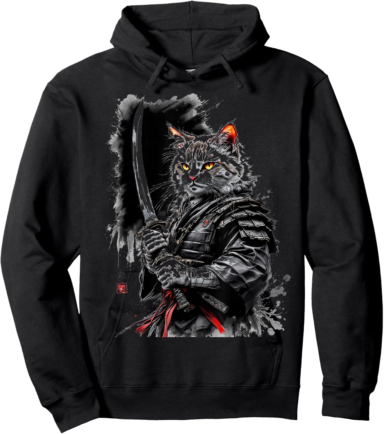 Samurai Cat Hoodie - Hoodie | Black