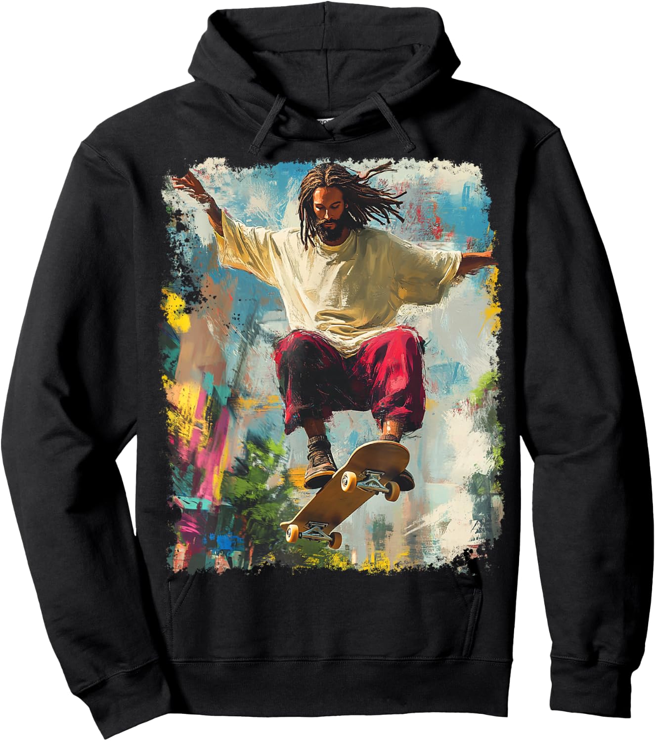 Skateboarding King Jesus Christ Skateboard Hoodie - Hoodie | Black