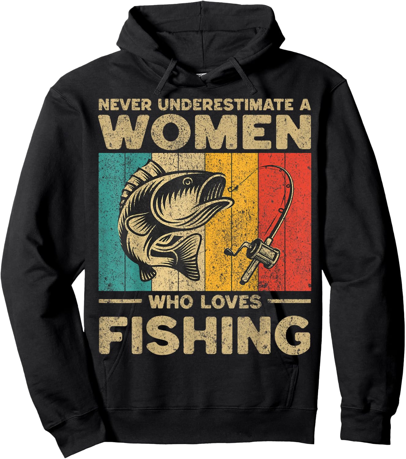 Funny Vintage Fishing Jokes Fisherman Bass Fish Hoodie - Hoodie | Black