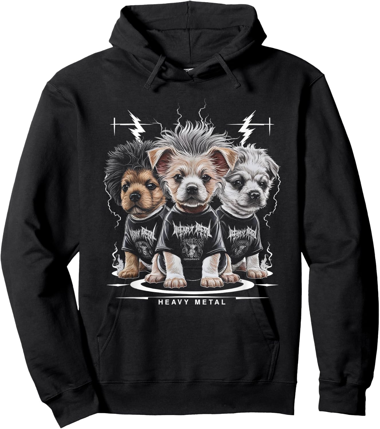 Puppy Heavy Metal Band - Funny Cute Puppy Dog Breed Lover Men Women Kids Hoodie - Hoodie | Black