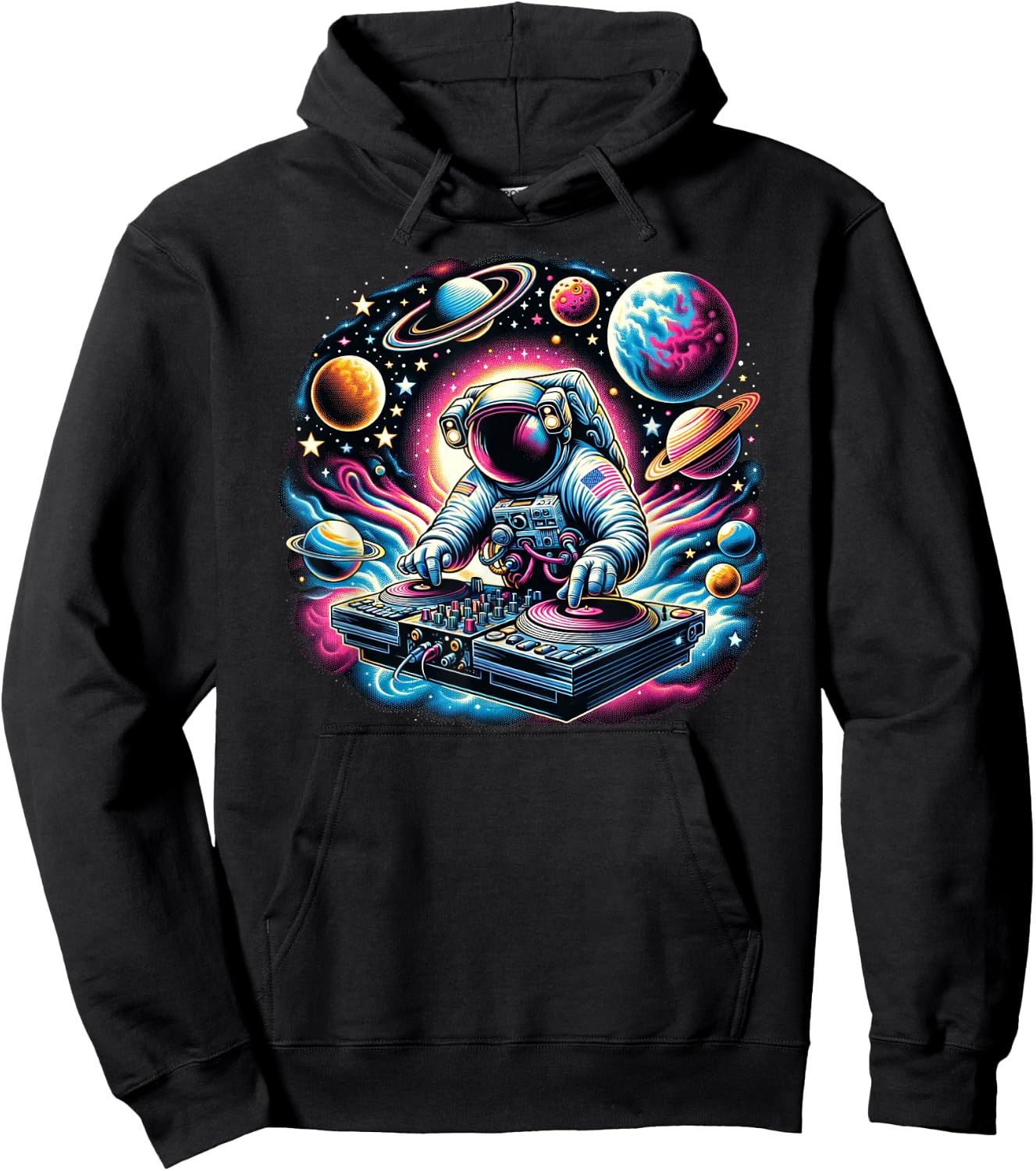 Funny Space Men and Women Astronaut DJ Disc Jockey Hoodie - Hoodie | Black