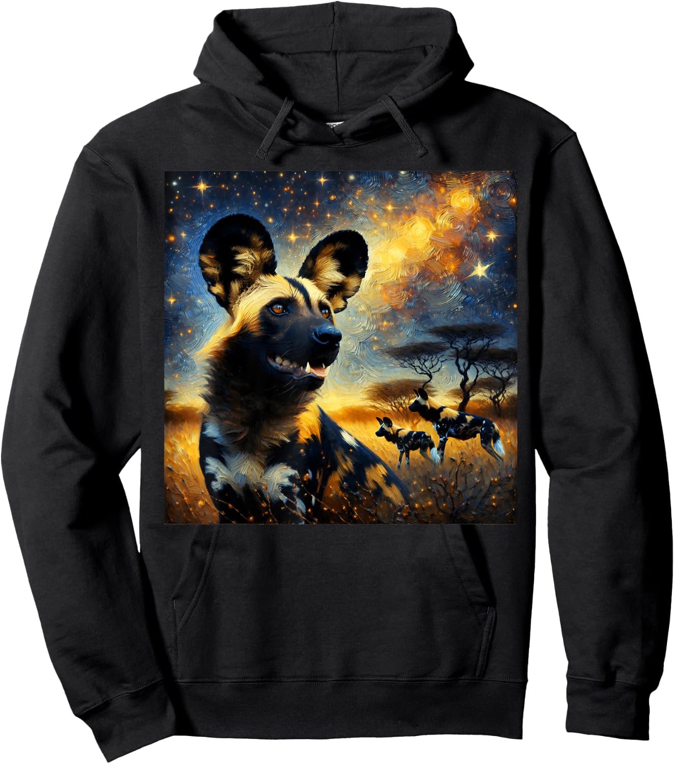 African Wild Dog Starry Night African Wild Dog Hoodie - Hoodie | Black