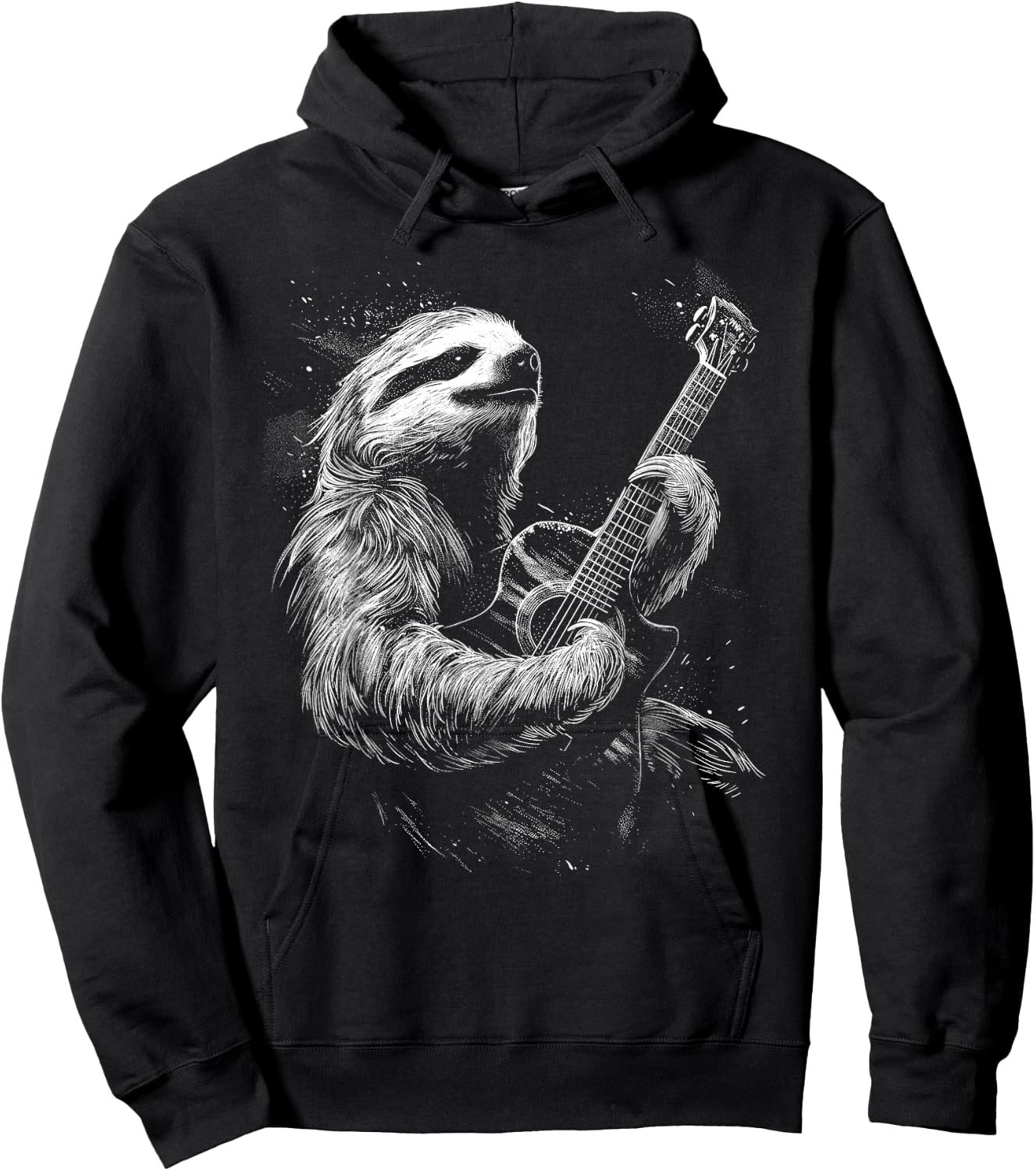 Heavy Metal Sloth | Rock Star Band | Guitarist Guitar Hoodie - Hoodie | Black