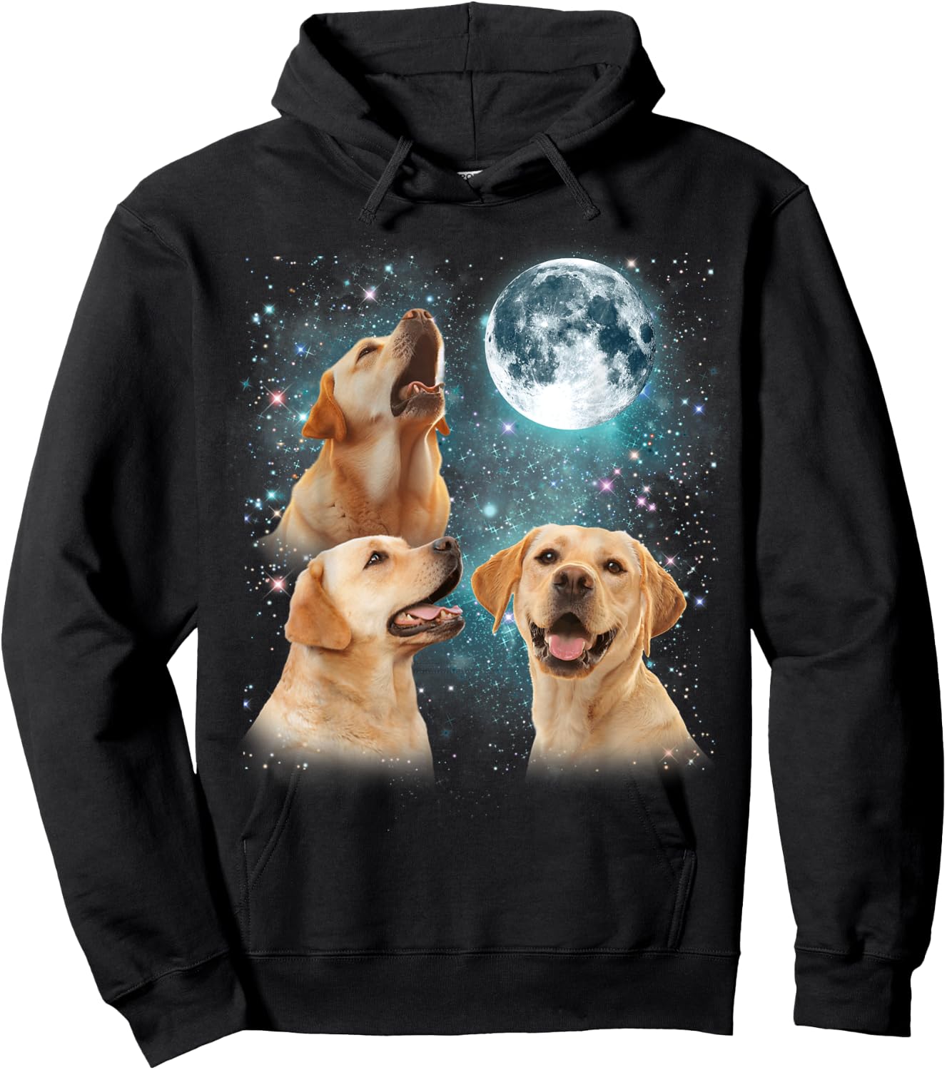 3 Labrador Moon Howling Lab Head Funny Gifts Women Hoodie - Hoodie | Black
