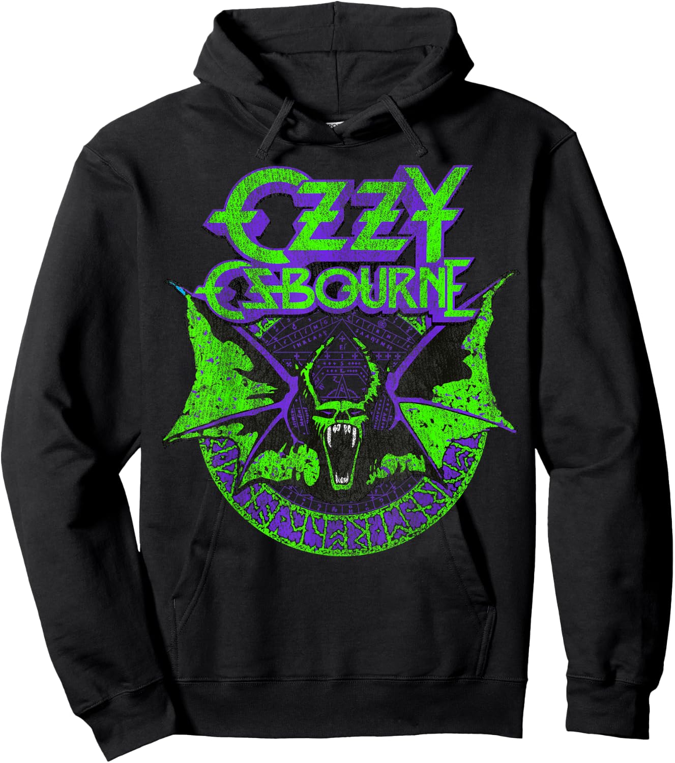 Ozzy Osbourne Bat Circle Neon V2 Hoodie - Hoodie | Black