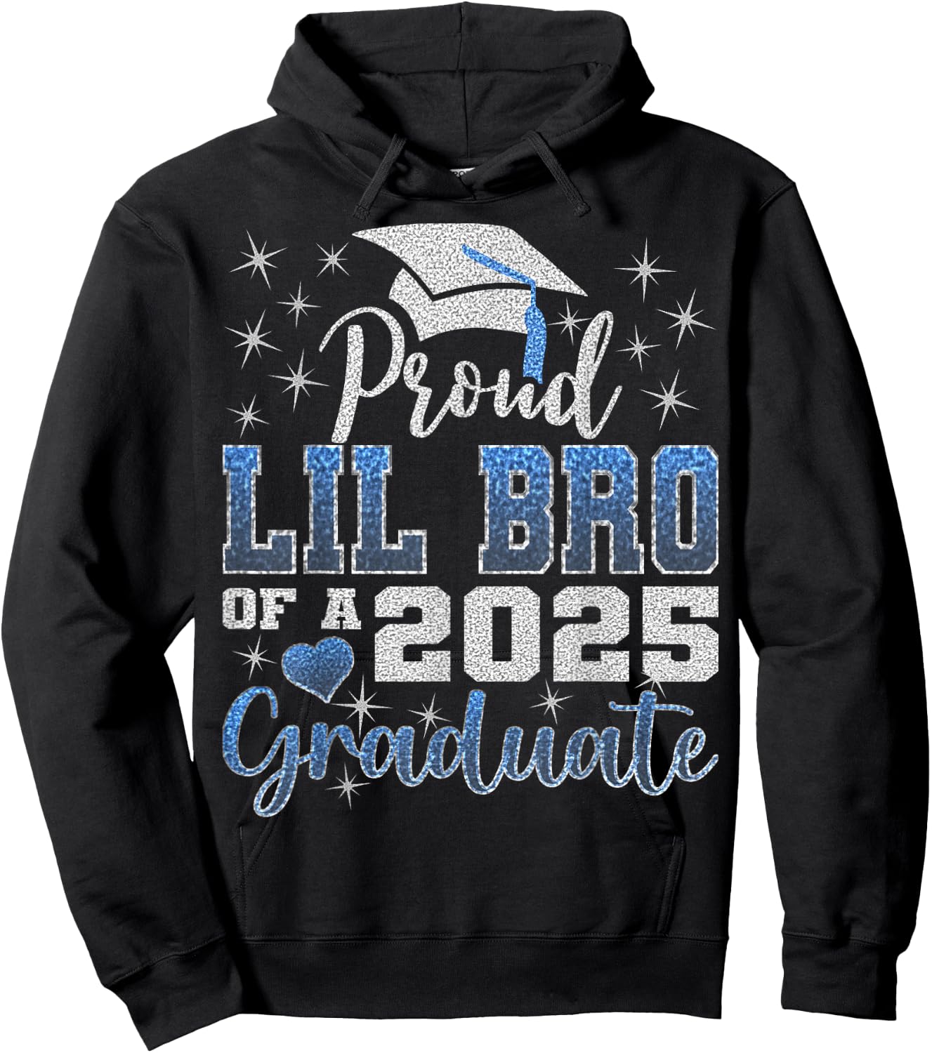 Super Proud Lil Bro of 2025 Graduate Awesome Family College Hoodie - Hoodie | Black