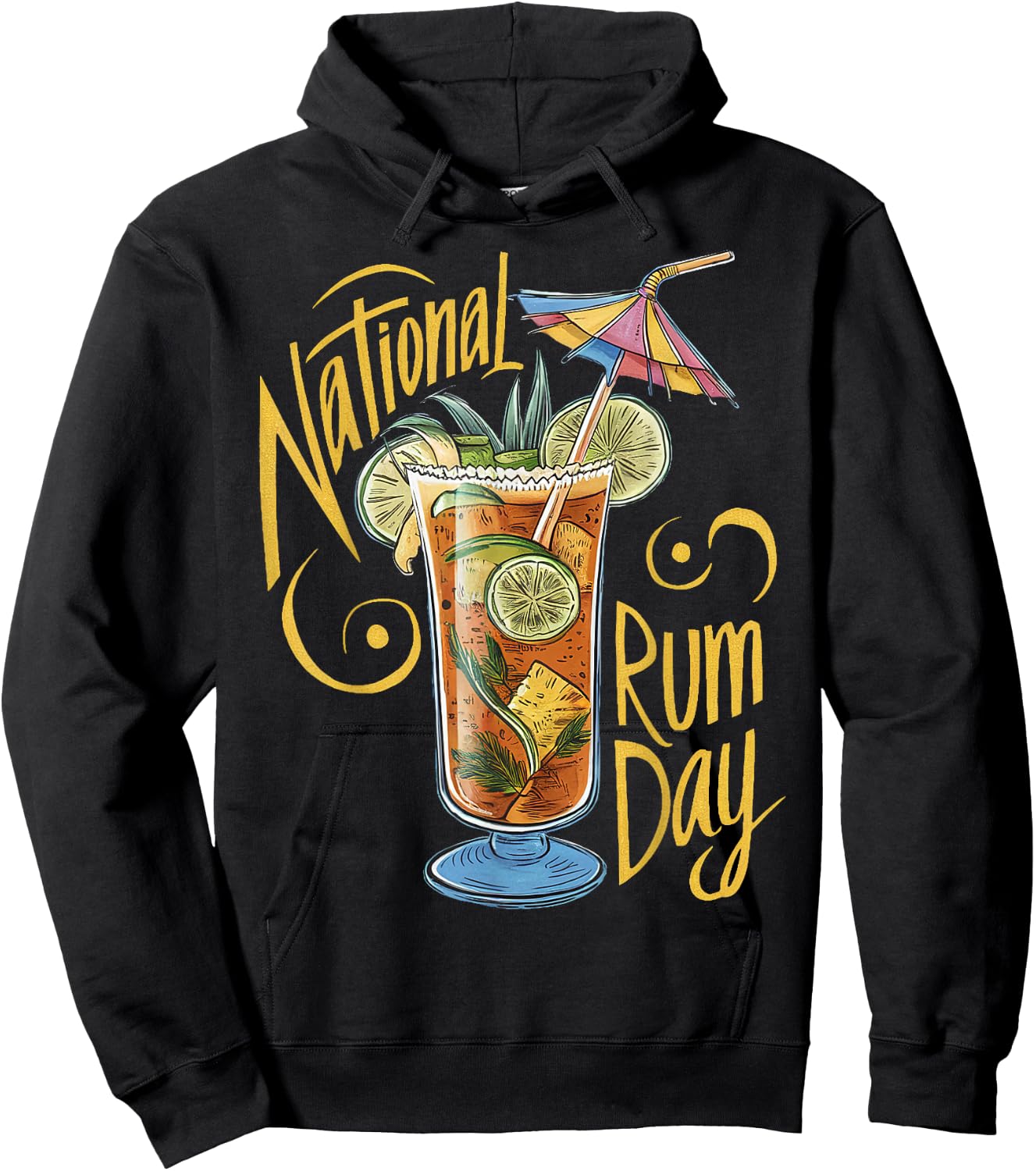 National Rum Day Celebration Tropical Cocktail Lover Hoodie - Hoodie | Black