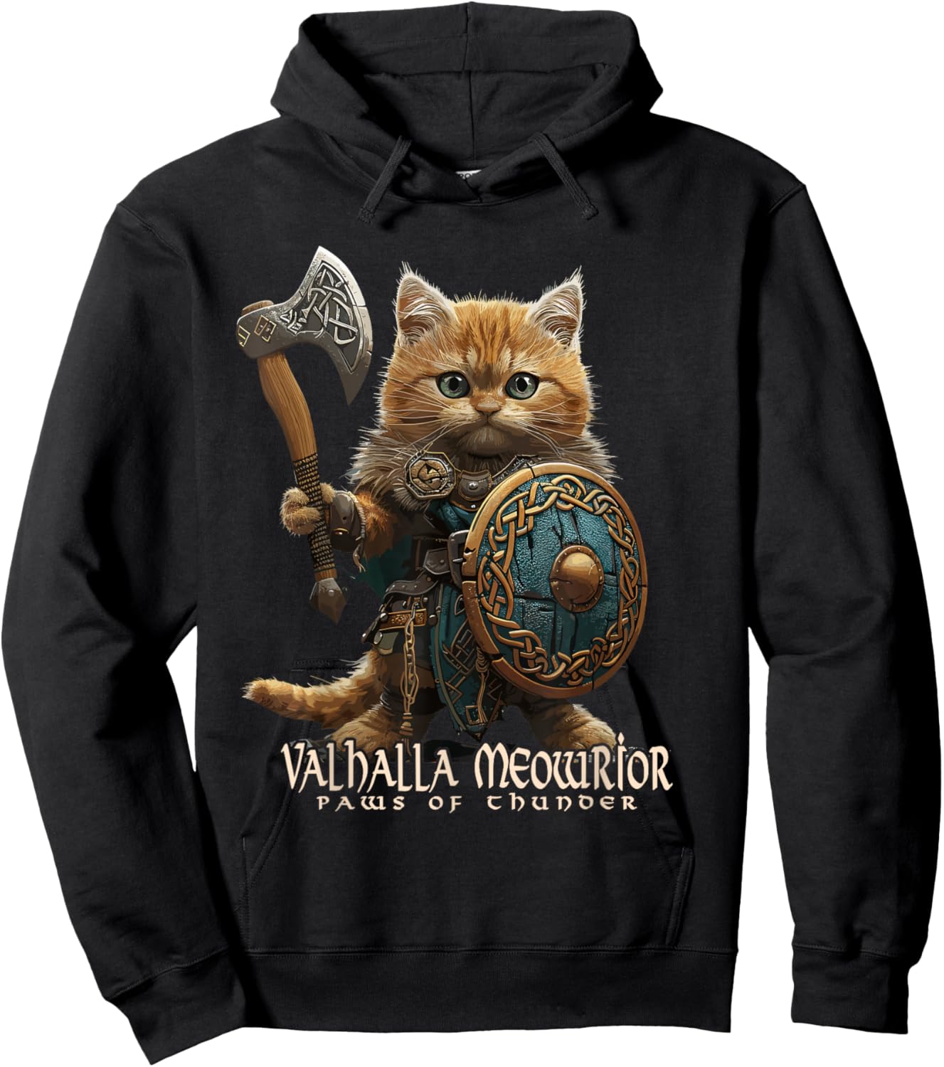 Nordic Norse Valhalla Viking Cat Warrior Men Kids Hoodie - Hoodie | Black