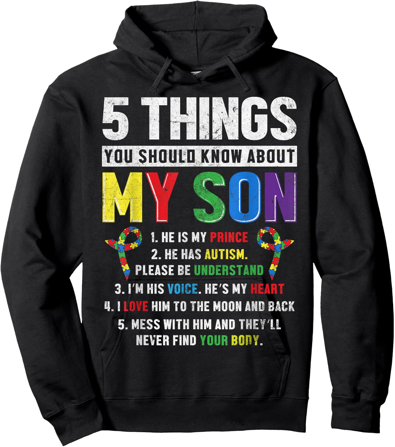 Autism Awareness Support Autistic Child Son Kids for Mom Dad Hoodie - Hoodie | Black