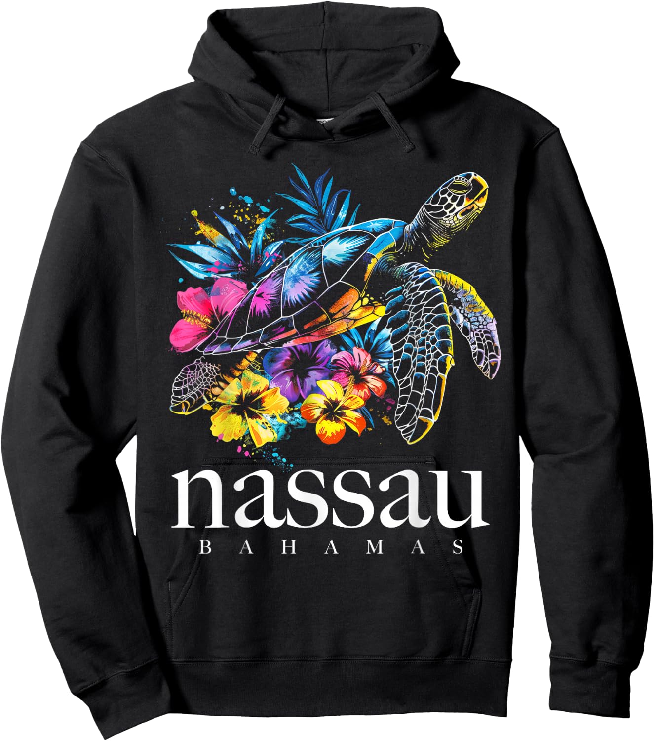 Nassau Bahamas Sea Turtle Diving Surfer Souvenir Hoodie - Hoodie | Black