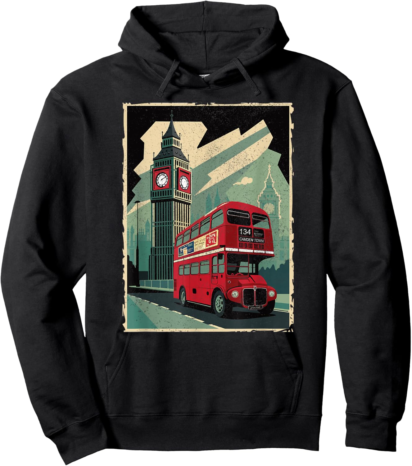 Vintage Travel Posters London Double-Decker Bus Hoodie - Hoodie | Black