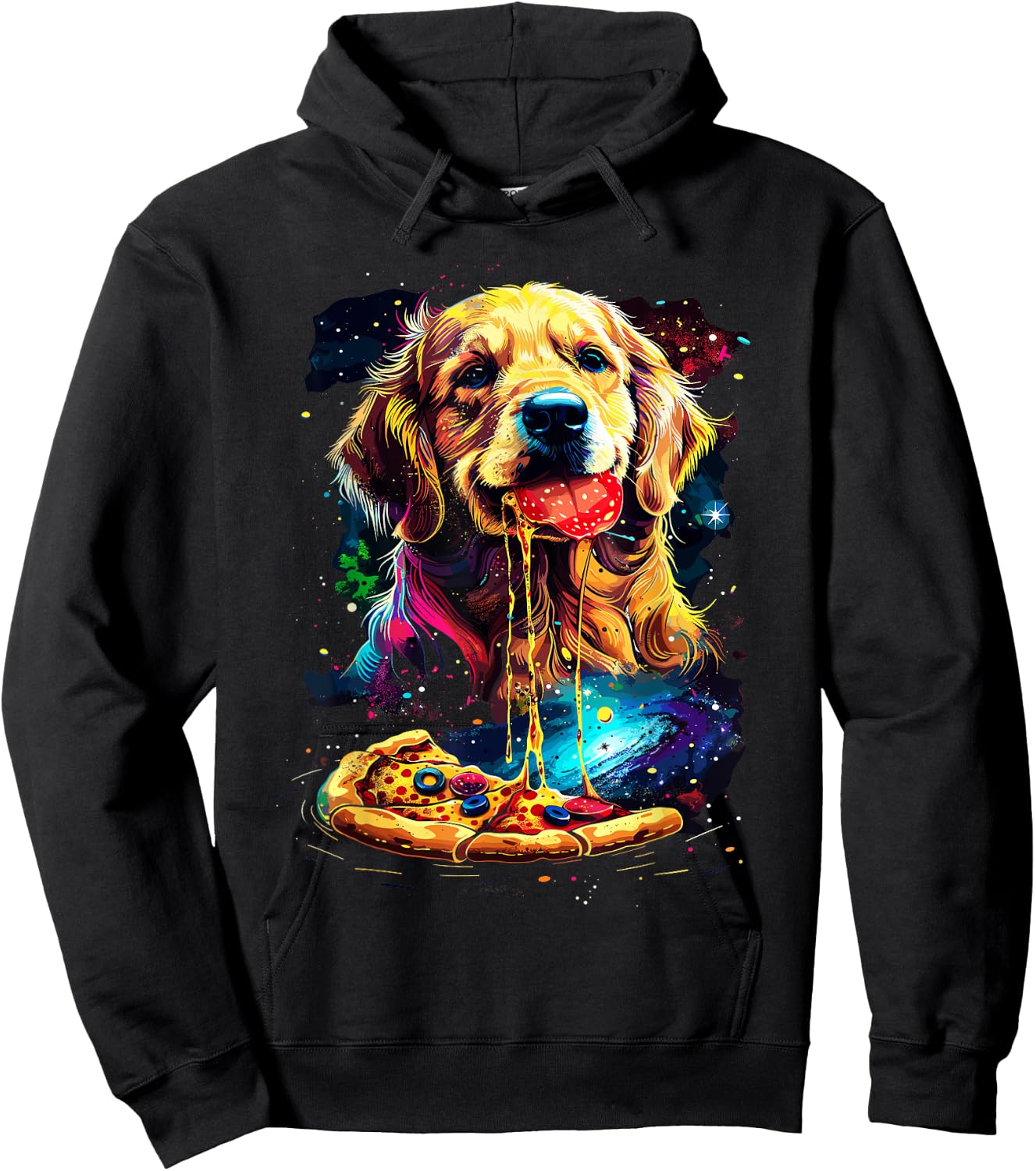 Pizza Dog I Space Dog eating Pizza Hoodie - Hoodie | Black