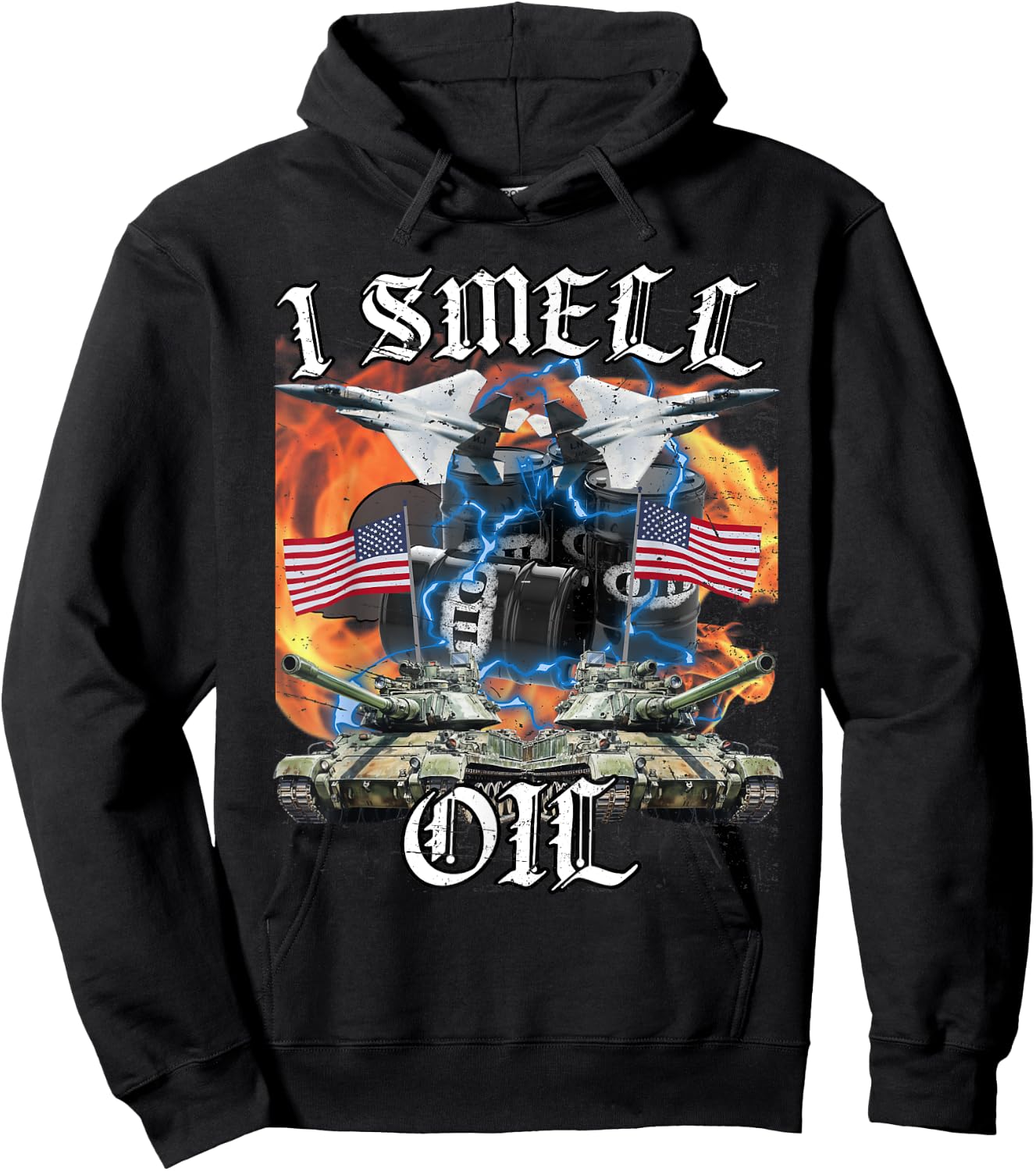 I Smell Oil Funny America Wants Oil Meme Patriotic Hoodie - Hoodie | Black