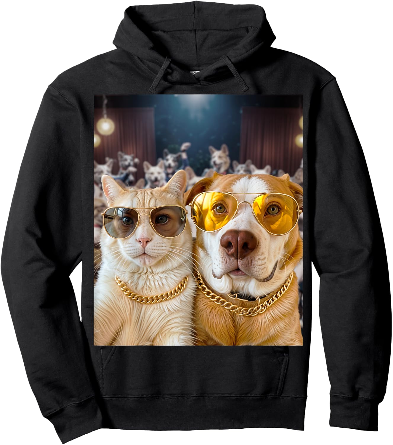 Selfie Cat Selfie Dog Party Buddies Women Girls Kids Hoodie - Hoodie | Black