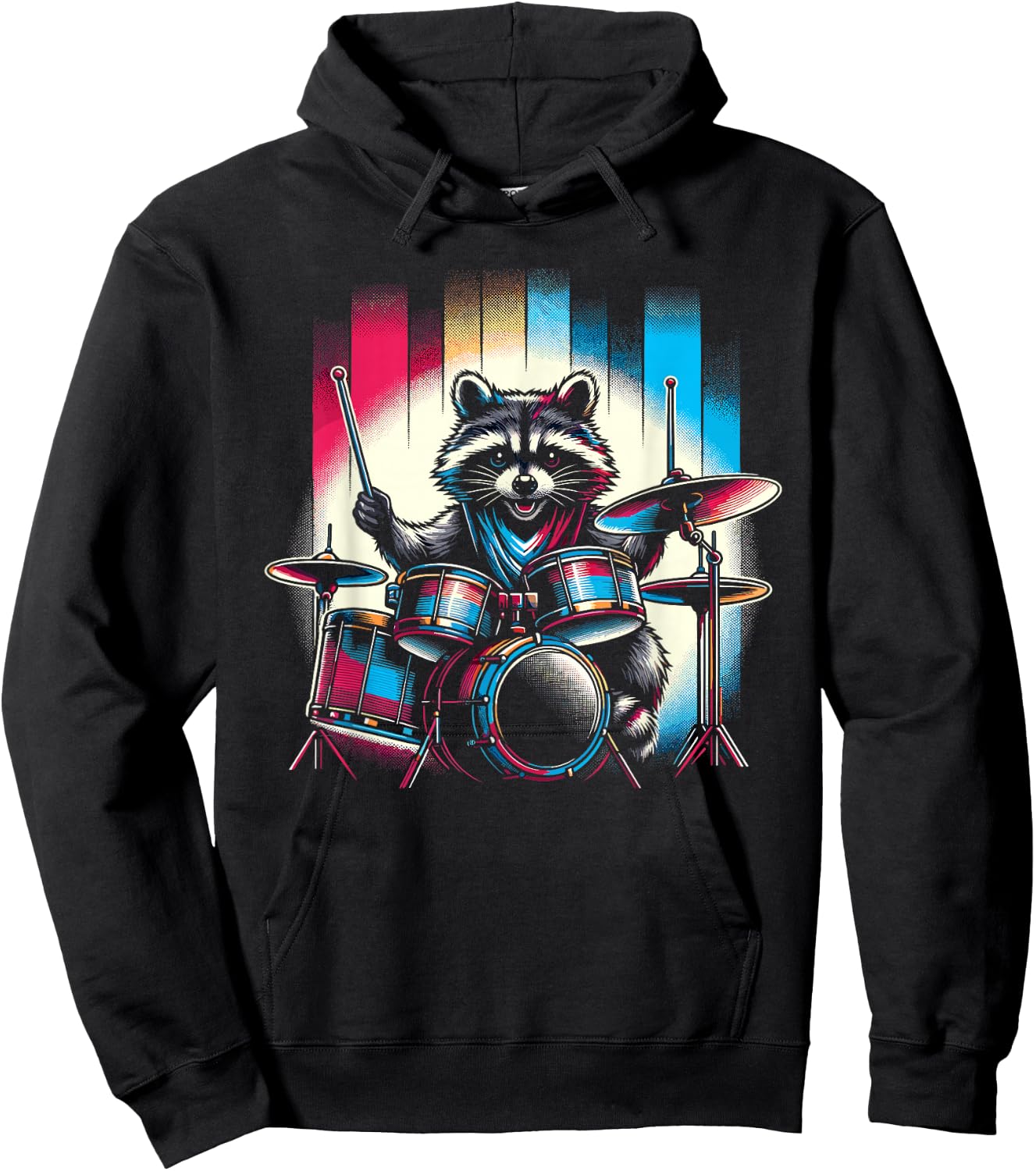 Raccoon Playing Drums Teacher Drummer Novelty Funny Drummer Men Women Girls Kids Hoodie - Hoodie | Black