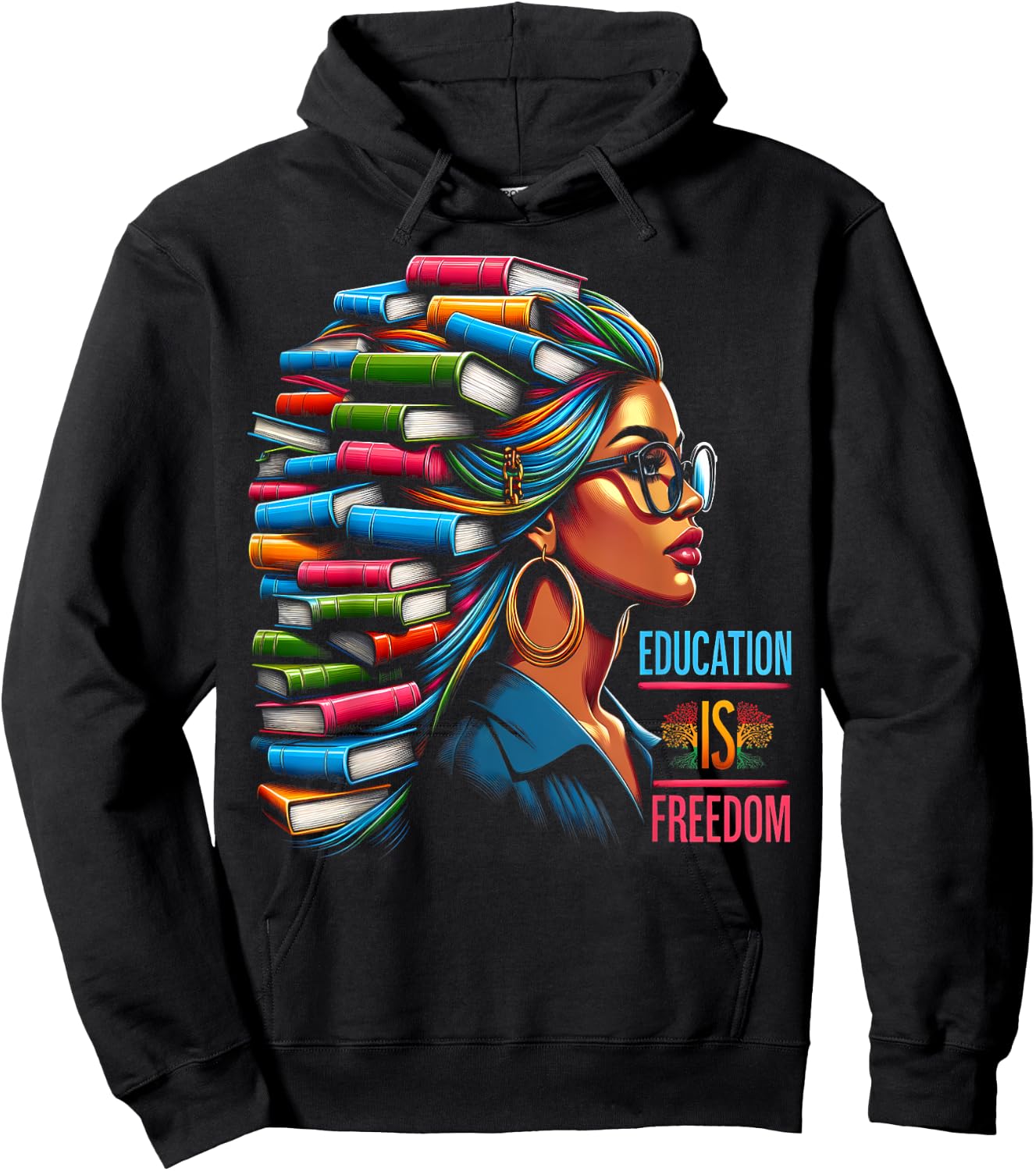 Education Is Freedom Black Teacher Books Black History Month Men Women Kids Hoodie - Hoodie | Black