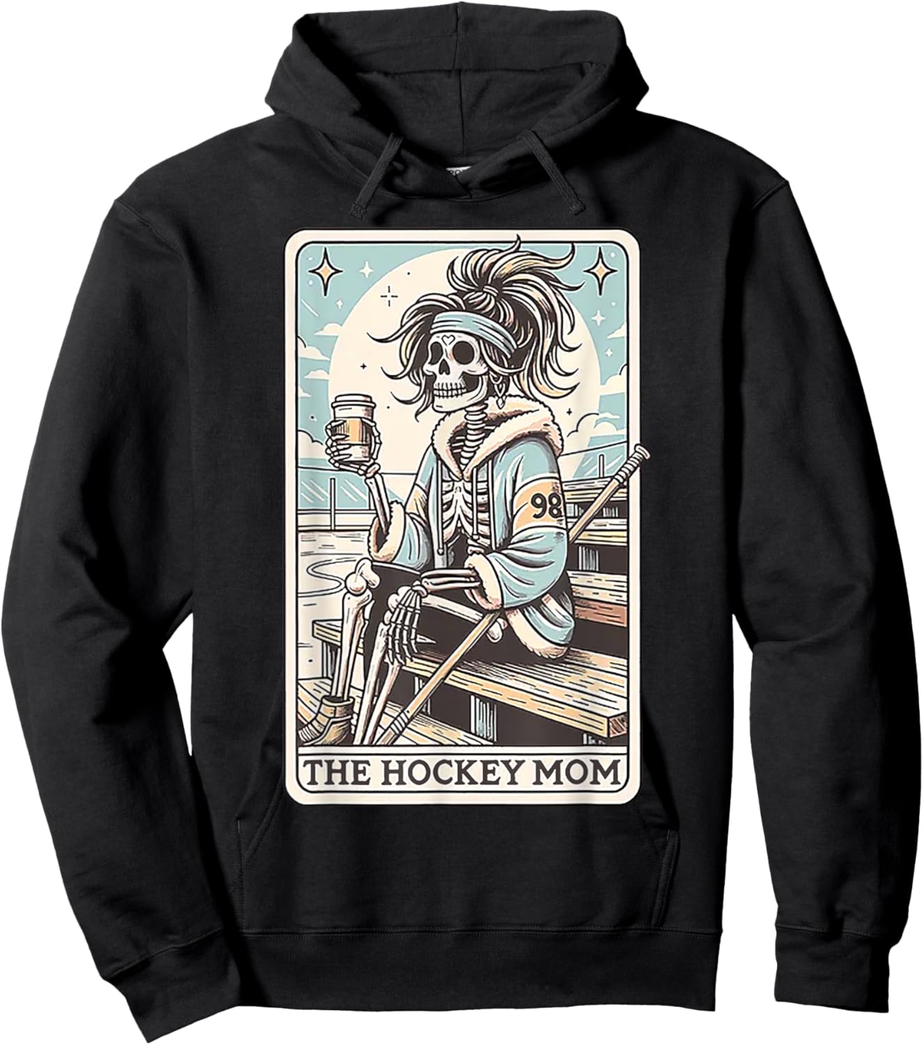 Hockey Mom Funny Skeleton Card Hoodie - Hoodie | Black
