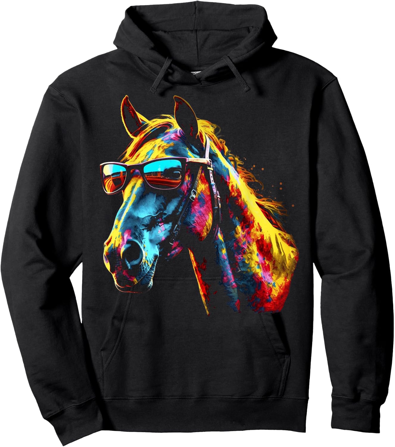Horse Artwork Colourful Sunglasses - Animal Horse Hoodie - Hoodie | Black