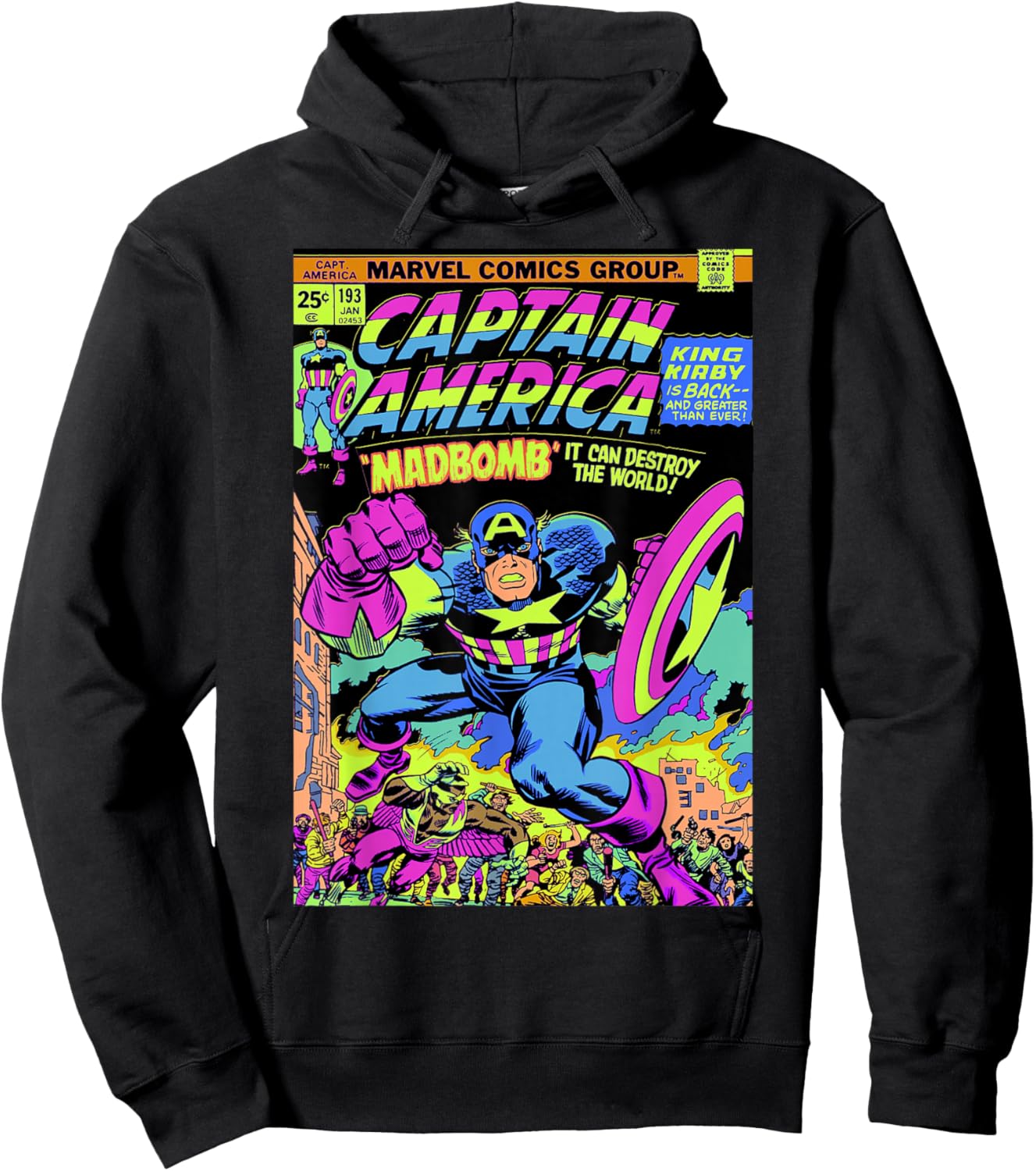 Marvel Captain America Comic Neon Graphic Hoodie - Hoodie | Black
