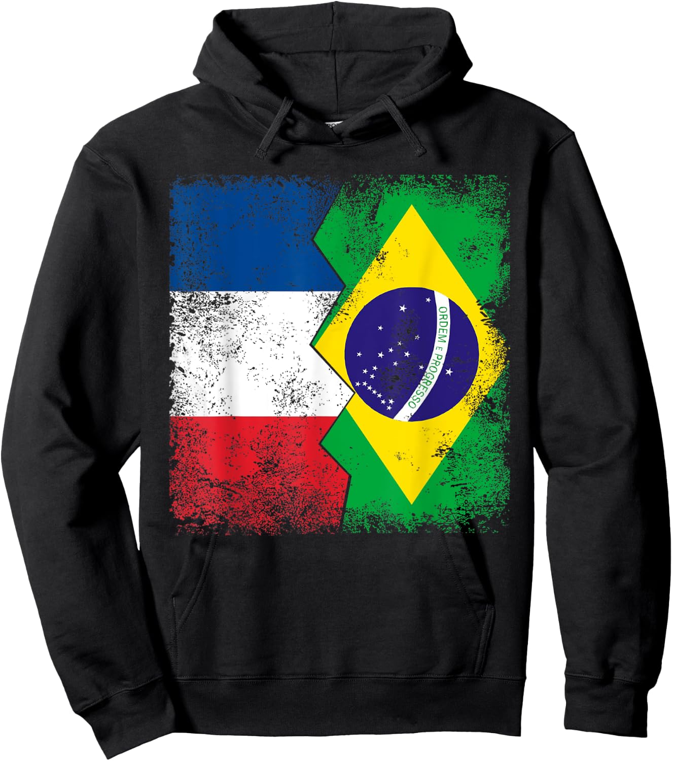 France Brazil Flags | Half Brazilian French Roots Brasil Hoodie - Hoodie | Black