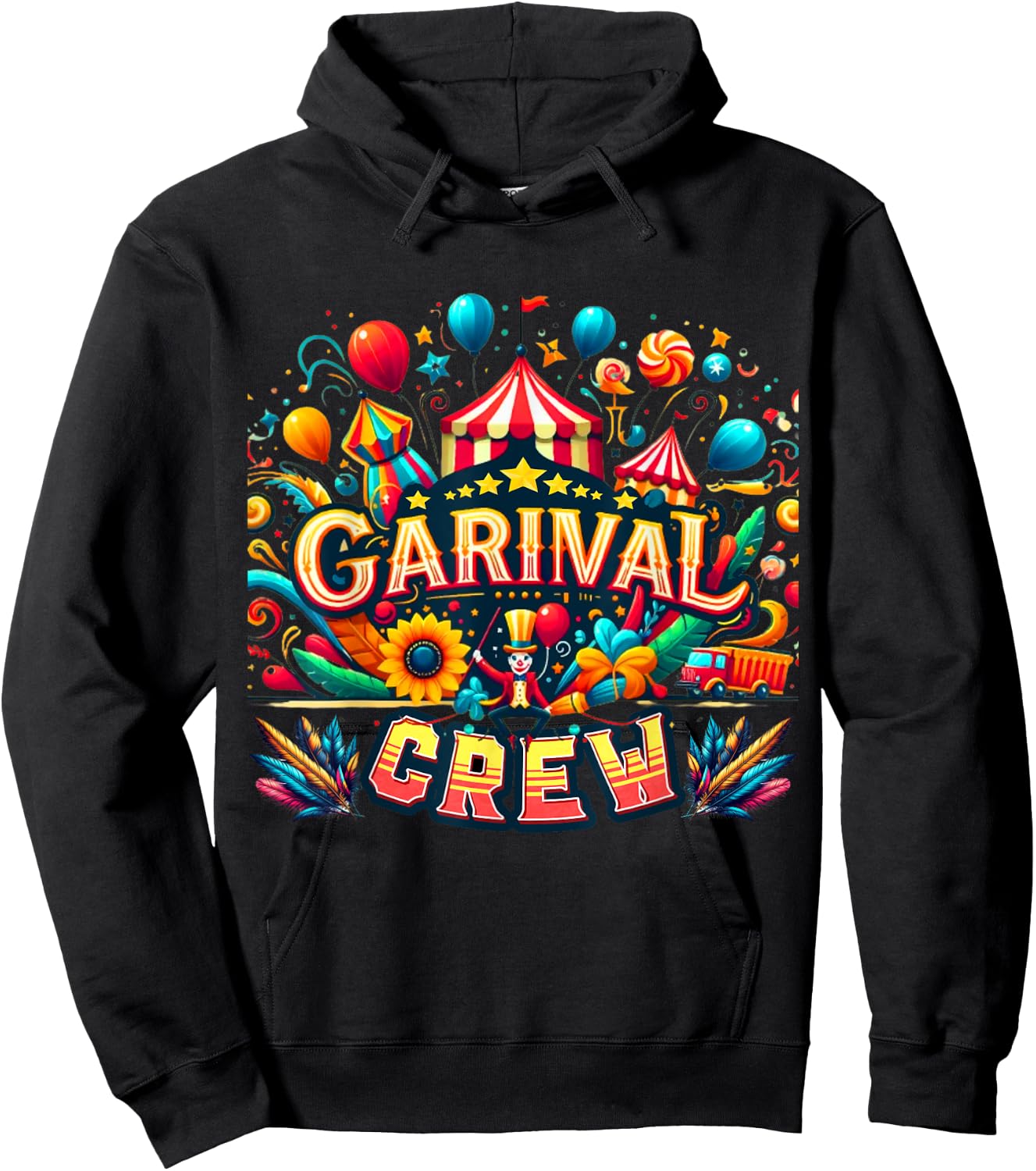 Funny Carnival Crew Circus Party Staff Costume Print Hoodie - Hoodie | Black