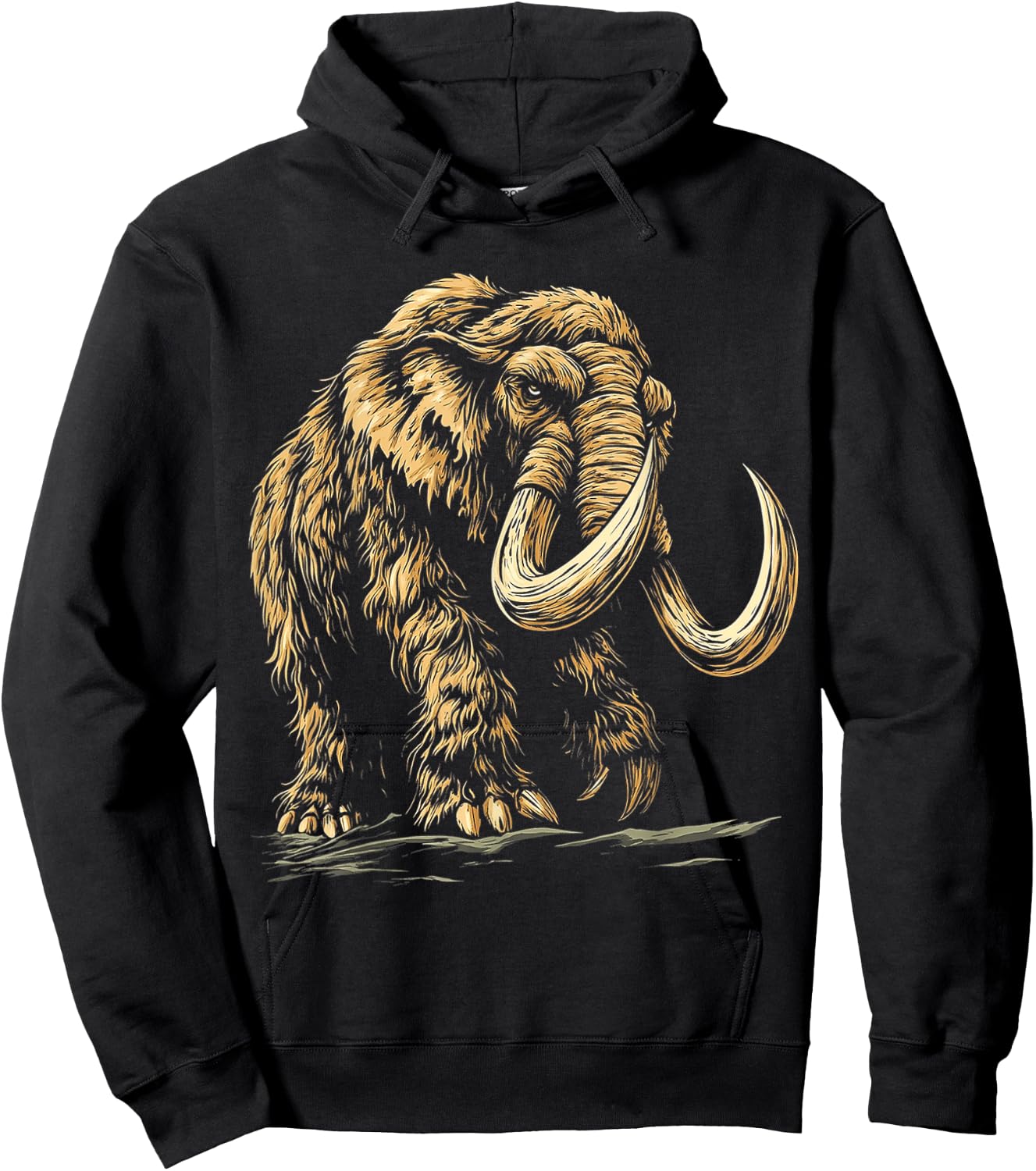 Mammoth Mythical Motif Fantasy Artwork Mammoth Hoodie - Hoodie | Black