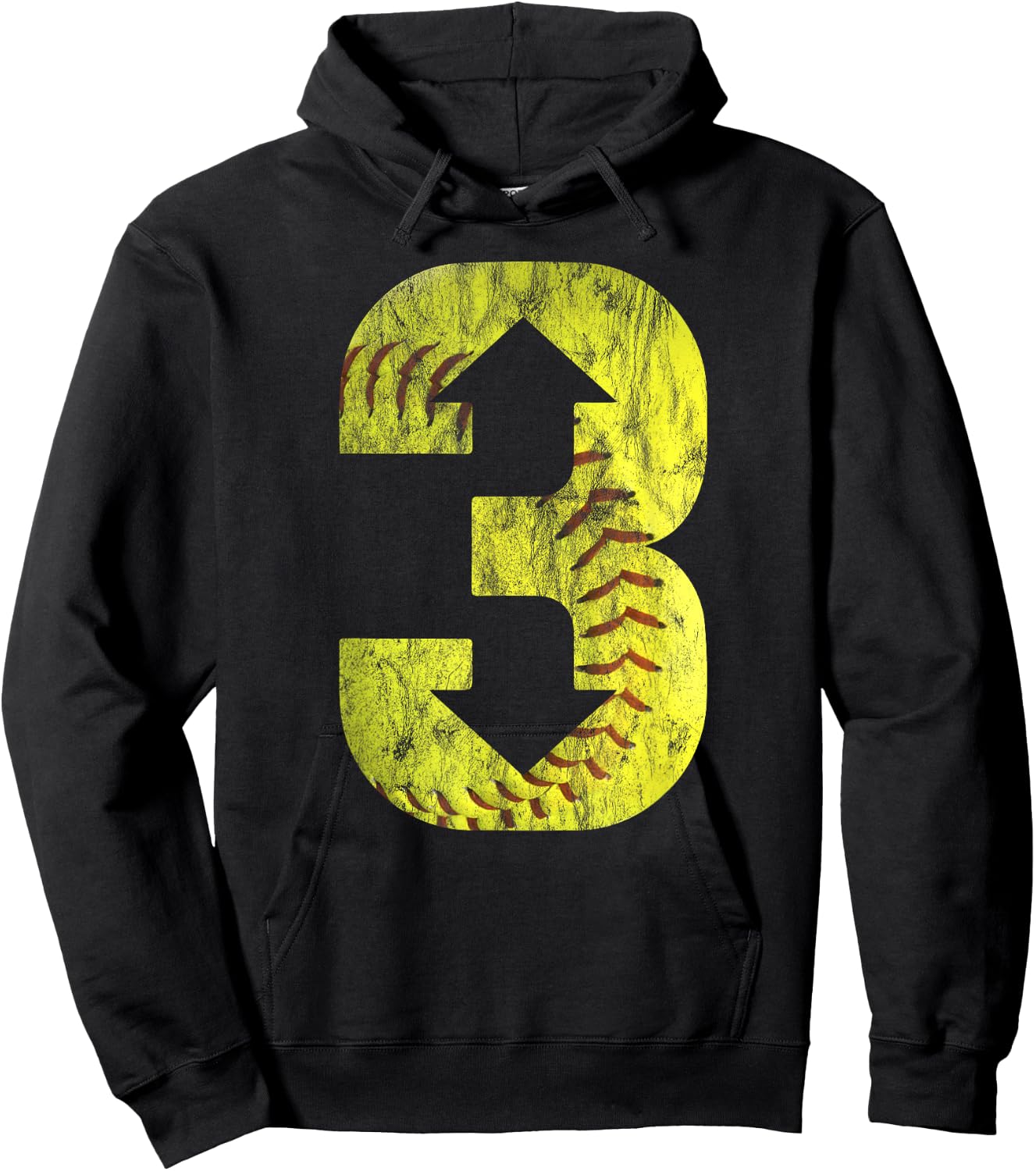 3 Up 3 Down | Three Up Three Down Softball Distressed Hoodie - Hoodie | Black