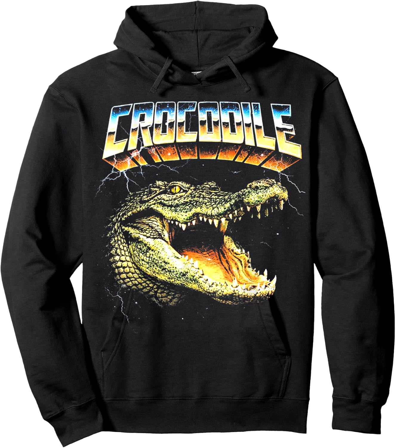 Crocodile Heavy Metal 80s Animal Rock Music Concert Hoodie - Hoodie | Black