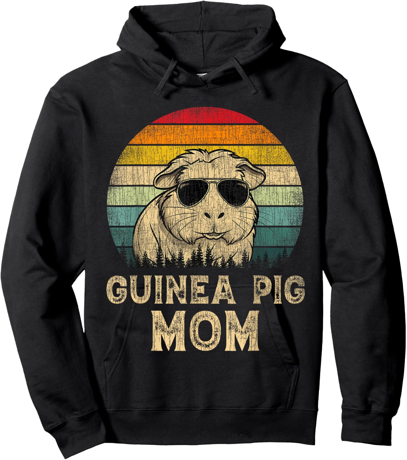 Vintage Guinea Pig Mom Guinea Pig Lovers Mommy Mother's Day Hoodie - Hoodie | Black
