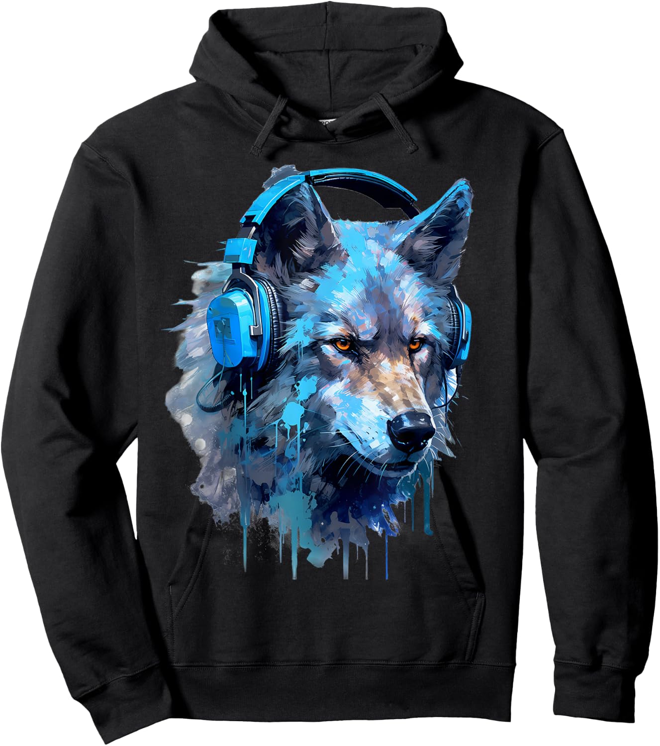 Rave EDM Wolf Headphone Hoodie - Hoodie | Black