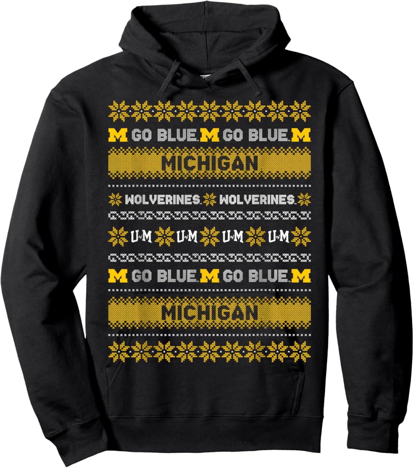 University of Michigan Wolverines U of M Ugly Christmas Hoodie - Hoodie | Black