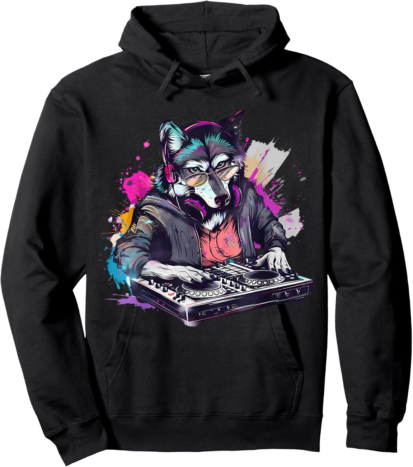 Wolf DJ Techno Turntable DJ Wolf Dance Music Producer EDM Hoodie - Hoodie | Black