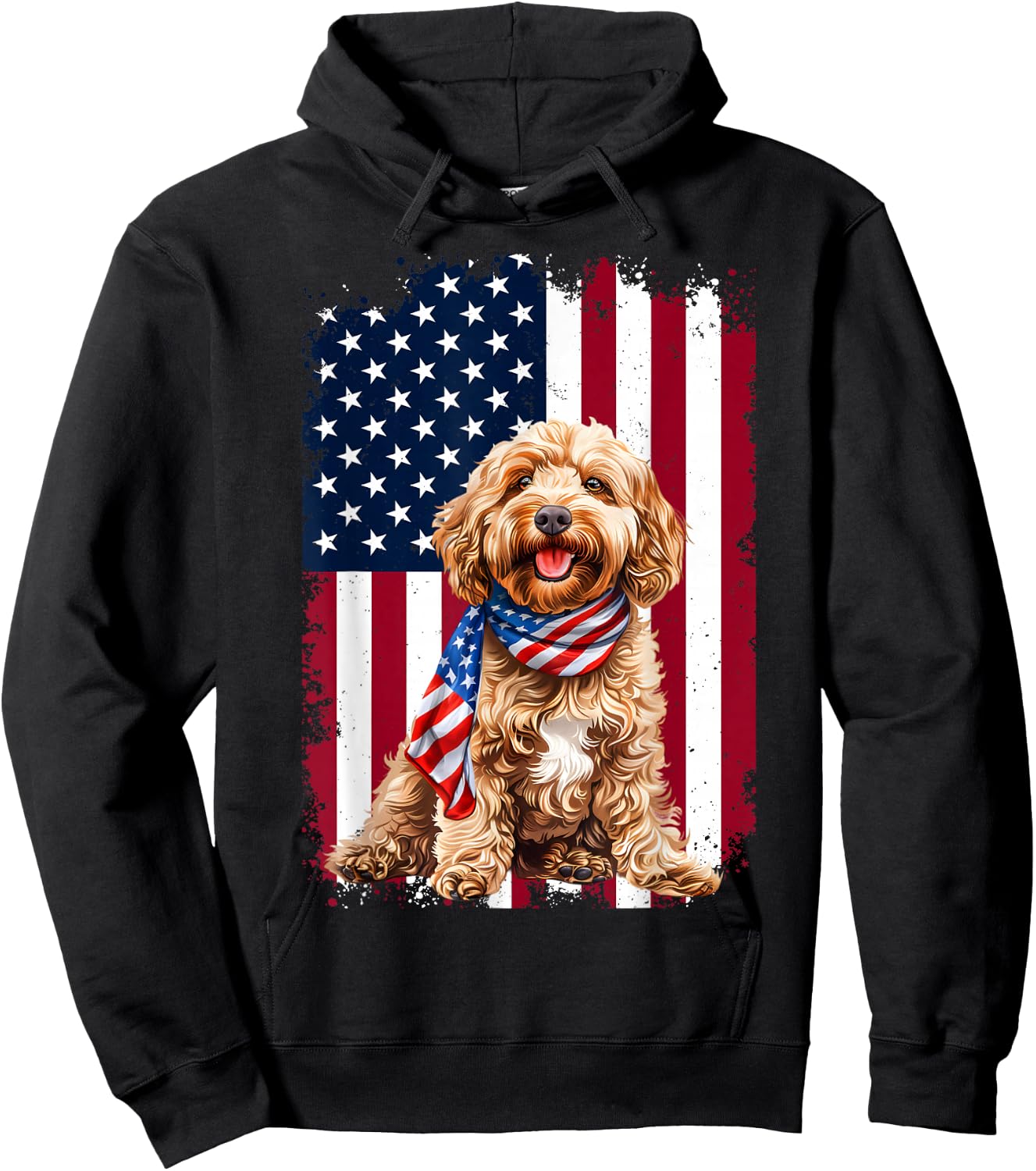 Cockapoo Dog American Flag 4th Of July Cockapoo Dog Gifts Hoodie - Hoodie | Black