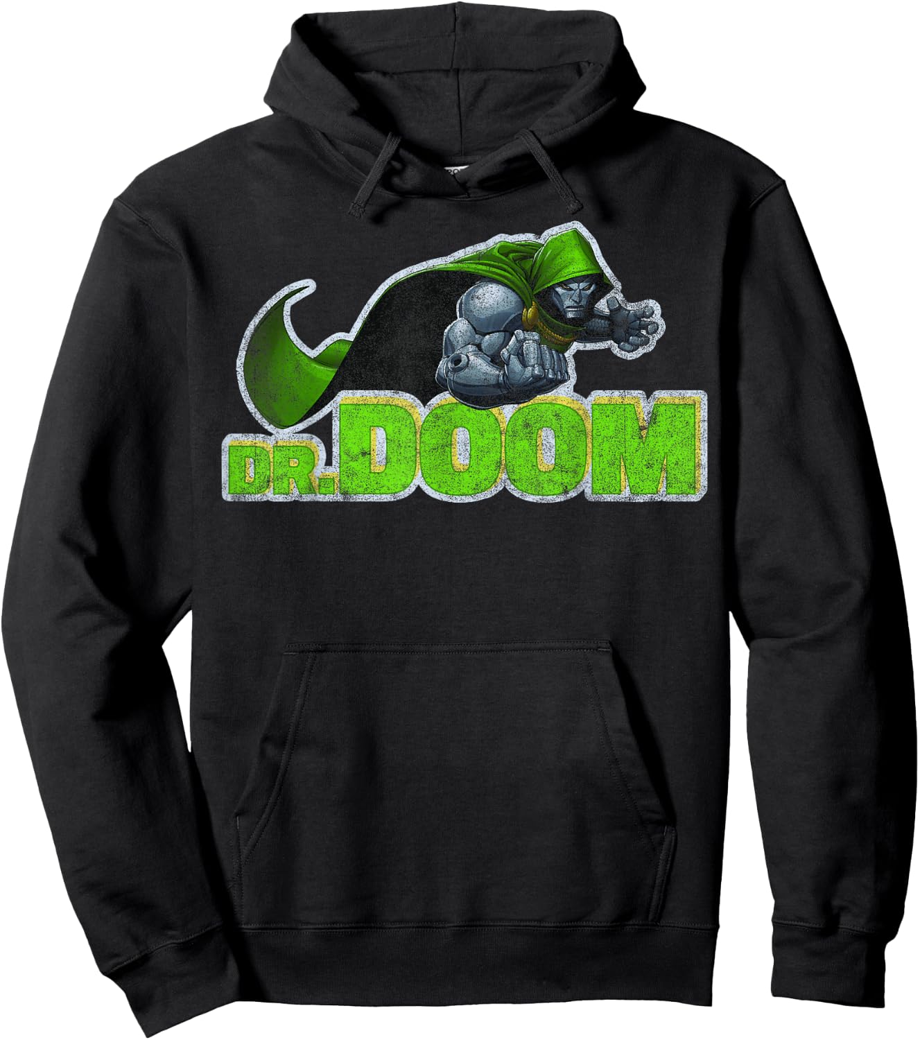 Marvel Dr. Doom Metal Armor Distressed Text Hoodie - Hoodie | Black