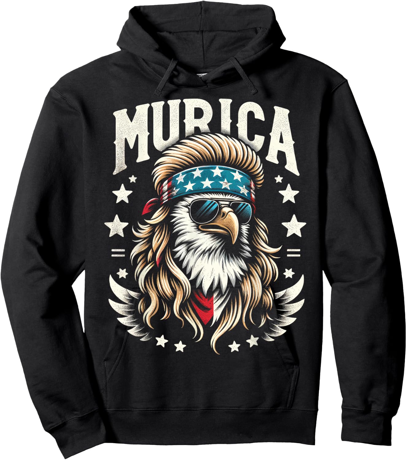 4th of July Patriotic Funny Eagle July 4th USA Murica Women Kids Men Hoodie - Hoodie | Black