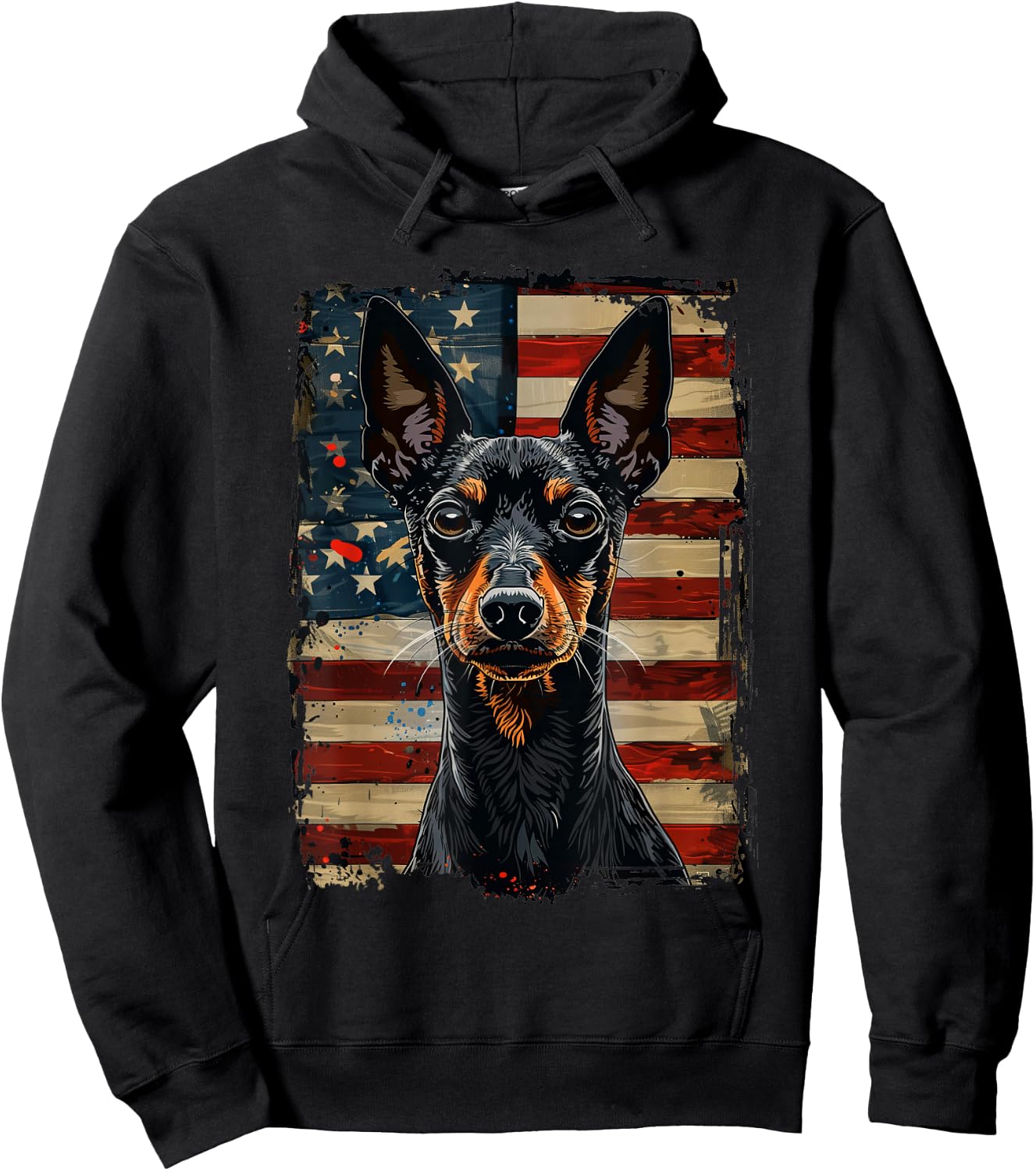 Manchester Terrier American Flag Hoodie - Hoodie | Black